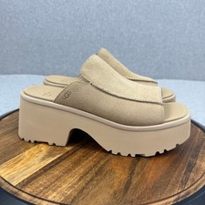 UGG New Heights Slide Sandals Women's 10 Mustard Seed Suede 1167476 