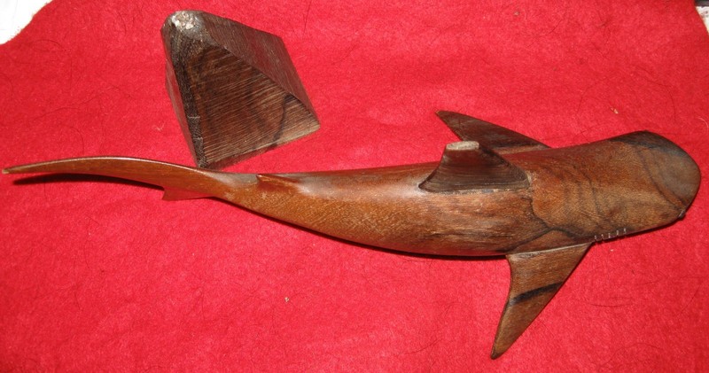 12" WOOD CARVED SHARK