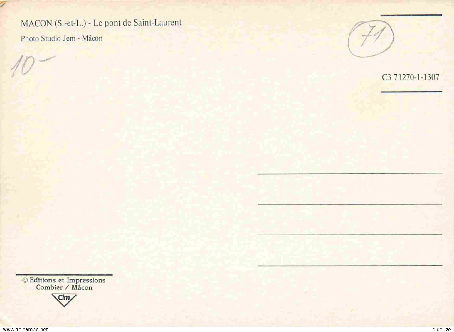 Postcard - 71 - Macon - La Saone et le Pont Saint Laurent - CPM - See Scan thumbnail 2