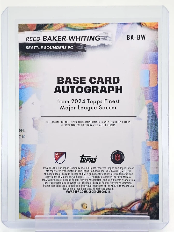 REED BAKER-WHITING 2024 TOPPS FINEST MLS AUTOGRAPH BLACK AUTO /10 Q0902 - Image 2 of 2