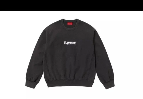 Logo Supreme boîte lavée col rond noir grande commande confirmée / expédié dès que possible !