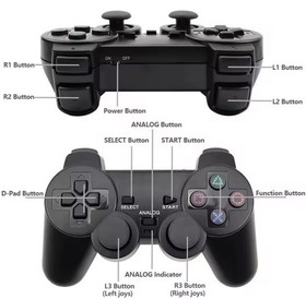 SET OF 2 PLAYSTATION 2 PS2 Dual Vibration WIRELESS Controller Black /Blue