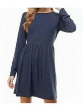BEBOP Womens Pullover Styling Long Sleeve Jewel Neck Short Party Baby Doll Dress