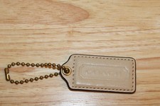 COACH Large Ivory Beige Leather Replacement Purse Handbag Hang Tag Charm