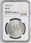 1884-O Morgan silver dollar NGC MS 63