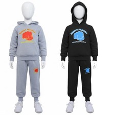 Kids Fleece Tracksuit Boys Girls Hooded Pullover Jogging Suit Hoodie Joggers