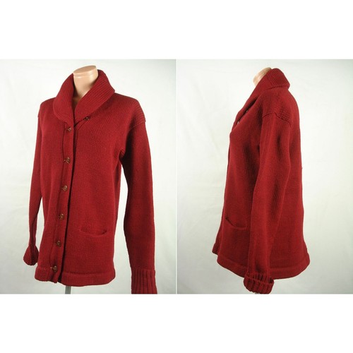 Fits M Vintage Shawl Collar Knit Long Cardigan Sweater Jacket 10s 20s 30s - Afbeelding 2 van 7