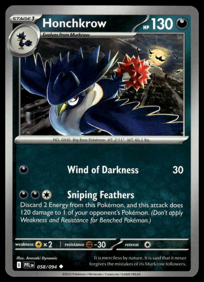 Honchkrow ME02: Phantasmal Flames 058/094 Normal NM