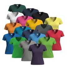 Stedman Womens Ladies Fit Cotton Short Sleeve V-Neck Vee Neck Tee T-Shirt XS-XXL
