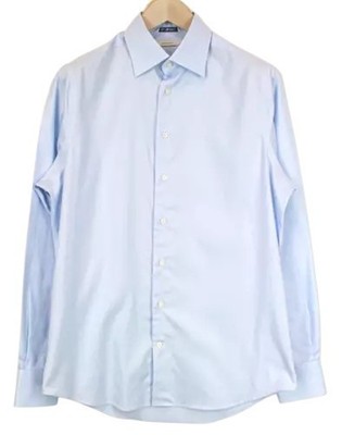 SUITSUPPLY Herren Festliches Hemd 39/15 1/2 Slim Blau Reine Baumwolle Knopfleiste Lang *