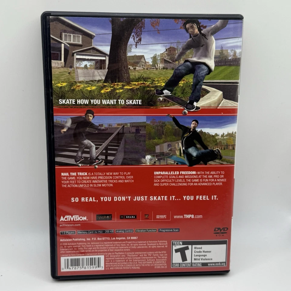 Tony Hawk's Project 8 (Sony PlayStation 2, 2006) JUEGO PS2 COMPLETO ETIQUETA NEGRA Foto 2 de 4