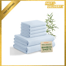 Queen Sheet Set 100 Viscose from Bamboo Silky Soft Cooling Bedding Deep Pocket