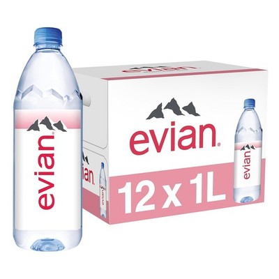 Evian Natural Spring Water, 1 L bottle, 12 pack 33.8 Fl Oz (Pack of 12)