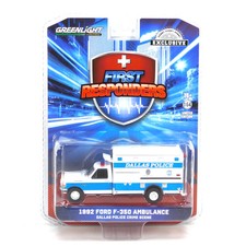 Greenlight 1992 Ford F-350 Ambulance Dallas Police 67065 Hobby Exclusive 1:64