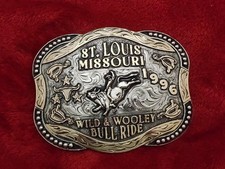 Rodeo Champion 1996 Bull Riding TROPHY BUCKLE St Louis Missouri RARE X91