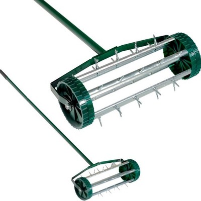 Rolling Lawn Aerator, Rotary Push Tine Spike Soil Gardening Tool for Yard Grass