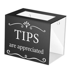 Acrylic Tip Jar Box with Lid, Wall Mounted Donation Box Black Standard Lid