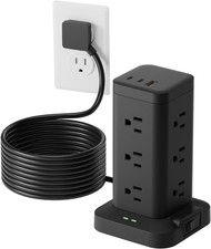 Power Strip Tower with Surge Protector 1800J, Fast Charging Tower PD20W USB-C Po