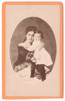 Mädchen Baby in den Armen ihrer Mutter ca 1870 Lancelot Troyes Foto CDV Kinder