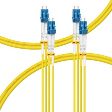 2 Pack LC To LC Single Mode Fiber Patch Cable OS2 Duplex 2M 7 FT Yellow Jumper