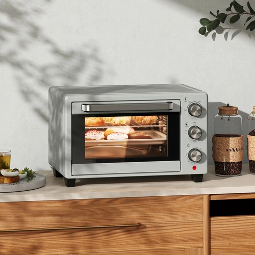 21L Mini Arbeitsplatte Backofen Elektrogrill mit einstellbarer Temperatur 1400W 230V, silberfarben - Bild 2 von 11