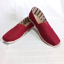 Tom s Alpargata Heritage Canvas Slip On Shoes Maroon Size 8
