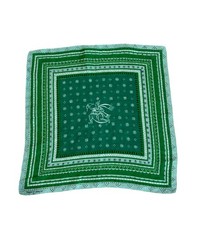Vintage Tammis Keefe Signed Handkerchief Green India Warrior 14 X 14