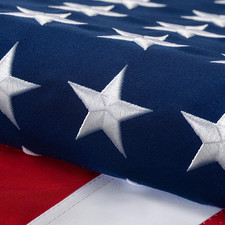 Cotton American Flag 3X5 Ft for Outside, Tearproof Heavy Duty Fabric, Embroidere
