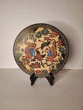 Chinese Art Wood Carved Plaque Table/Wall Decor Colorful Flowers Butterflies