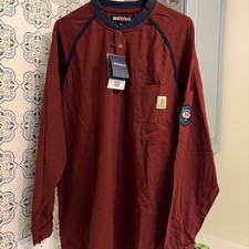 Bocomal FR Long Sleeve Henley Shirt XLarge Burgundy