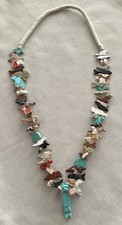 Zuni Fetish Necklace With Large Turquoise Bea...