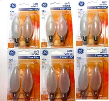 12 GE 40w Soft White 66106 Candelabra Decorative CA Type Cozy Light Bulbs E12