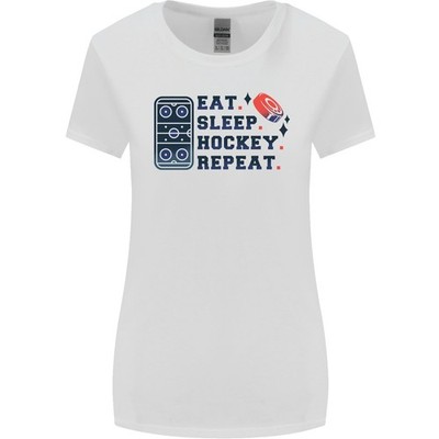 Essen Schlafen Hockey Wiederholen Eis Straße Damen Weit Geschnittenes T-Shirt