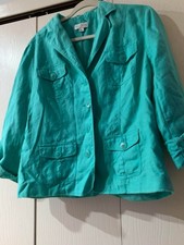 Studio Works Woman's Mint Green Button Down Jacket Pockets Size Medium