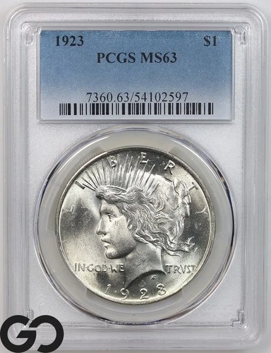 1923 Peace Dollar PCGS MS 63 ** Cartwheel Mint Luster!