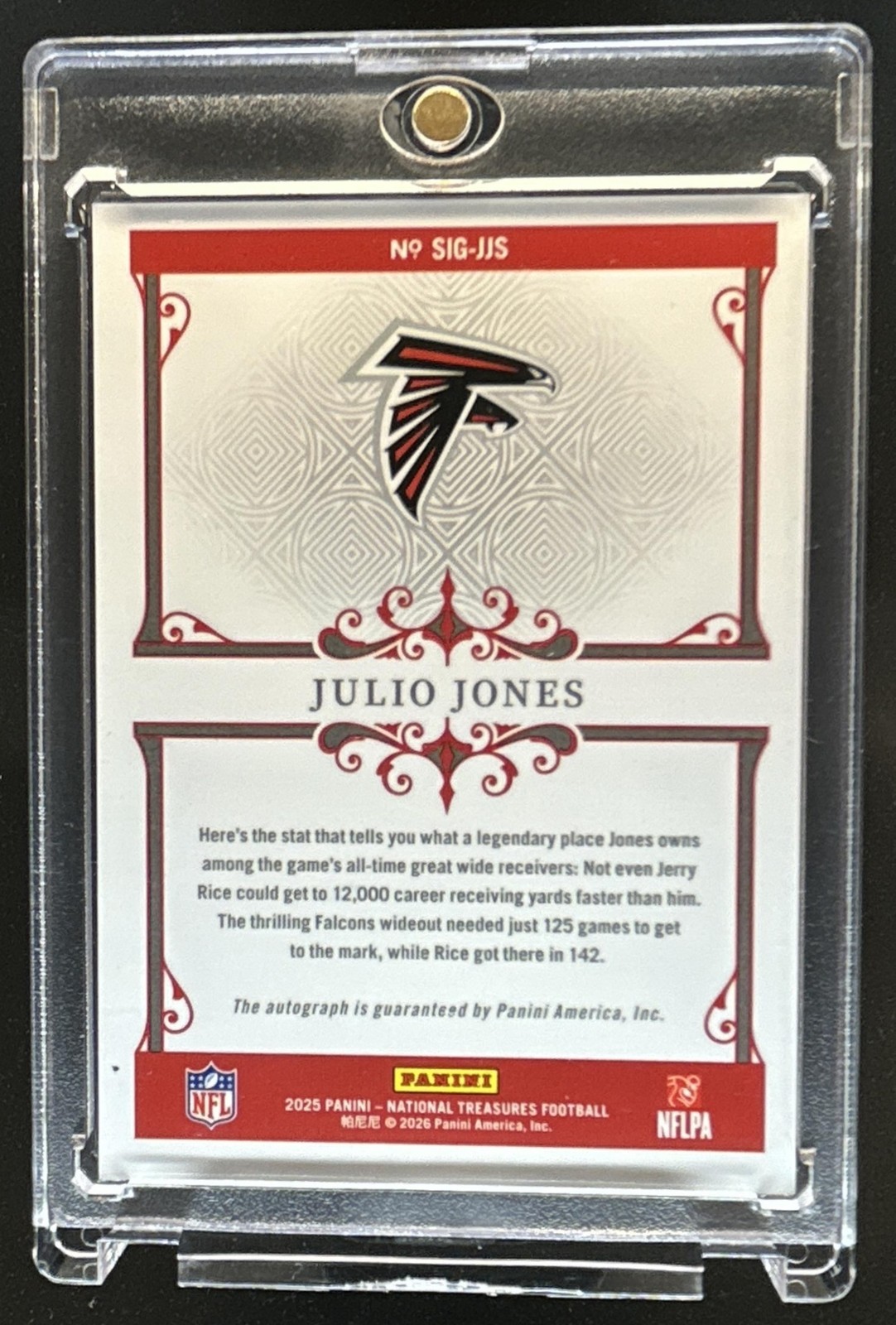 2025 Panini National Treasures Julio Jones Signatures Emerald Auto #/5 Falcons view 2