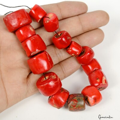 500 Ct Taiwan Red Coral Gemstone Tyre Shape Beautiful Heishi