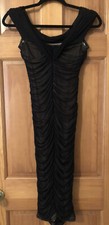 Fashion Nova Ruched Black Bodycon Dress Off The Shoulder Sleeveless Size SMALL