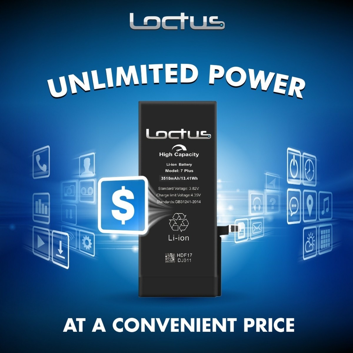 iPhone 7 Plus 3410mAh High Capacity Replacement Battery A1661