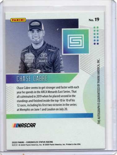 2020 Chronicles NASCAR Status Auto #19 Chase Cabre /300 - 第 2/2 張圖片
