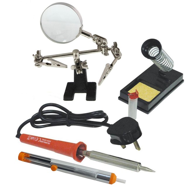 Soldering Iron Kit 40w Practical Stand Solder Pump 10g Wire Magnifying