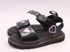 DR. MARTENS  Size 6Y US Black Marlowe Hearts Junior Kids Sandals 30761001