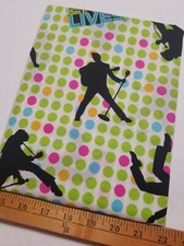 Vintage Elvis Presley Elvis Lives Silhouette Green Pink Polka Dot Fabric 2 yd