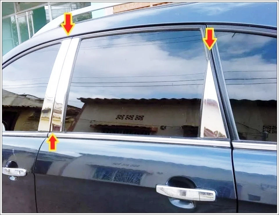 Moldura de pilar de puerta cromada 6 piezas acero inoxidable para VAUXHALL OPEL ANTARA 2006 EN ADELANTE - Imagen 3 de 4