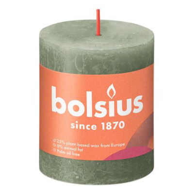 Bolsius Rustik Stumpenkerze frische Olive 80/68mm