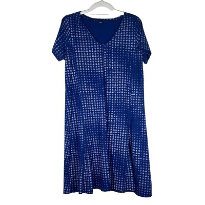 Unknown Brand - Women's Size L - Blue Dress With White Stars V-neck Short  Sleeve | eBay