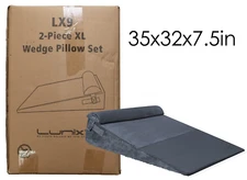 Navy Blue Lunix LX9 2-Piece XL Wedge Pillow Set Orthopedic Support 35x32x7.5 in