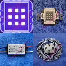 10W UV 365nm Purple LED Lamp Light Bulb F Aquarium Curing + AC Driver +Heat Sink