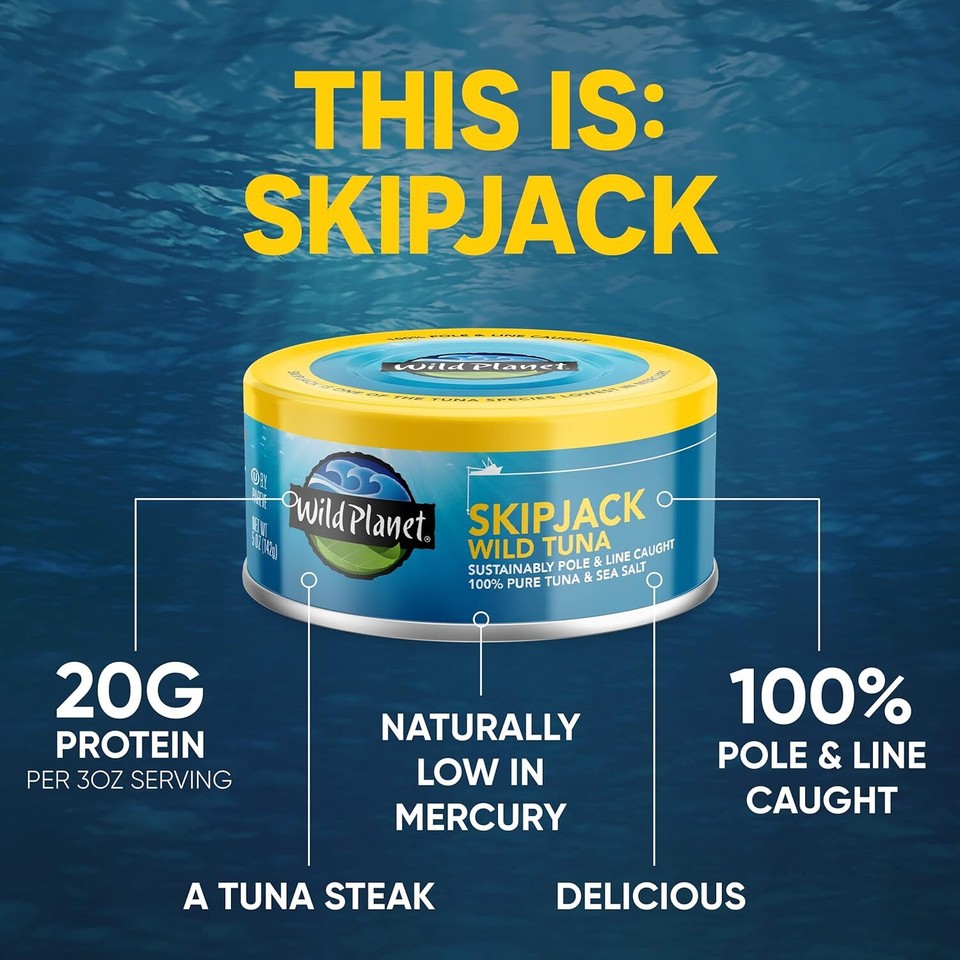 Wild Skipjack Tuna, Sea Salt, Canned 5 Ounce (Pack of 12) eBay