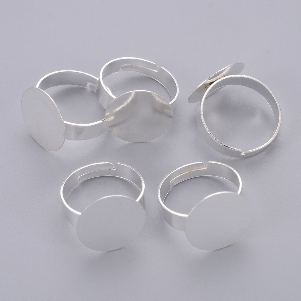 10x Adjustable Iron Silver Pad Ring Base Findings Finger Ring